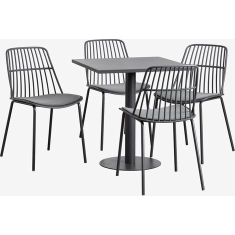 SKLUM Mizzi 70x70 cm quadratisches Tischset und 4 Maeba Gartenstühle Grau Graphit
