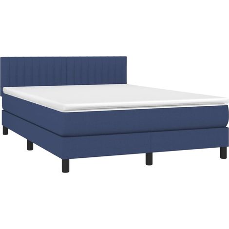vidaXL Giroletto a Molle con Materasso Blu 140x200 cm in Tessuto (1/4)