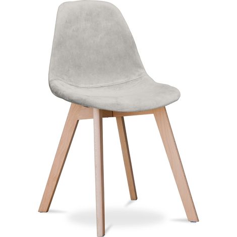 Sedia da pranzo imbottita in tessuto - Stile scandinavo - Denisse Grigio chiaro