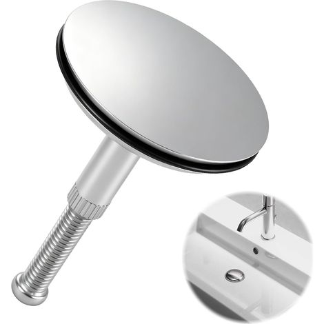 Bouchon de Baignoire 43mm Universel en Laiton, Bouchon de Vidange Réglable avec Double Joint d'Étanchéité, Montage sans Outil pour Éviers et Baignoires Standard (Plage de Réglage: 45-65mm) (1/5)