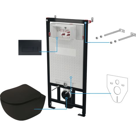 Deante Peonia Ensemble toilettes suspendues Noir mat (1/5)