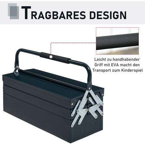 Coffre à outils DURHAND, 5 tiroirs, pliable, acier SPCC, vert foncé, 56 x 20 x 41 cm
