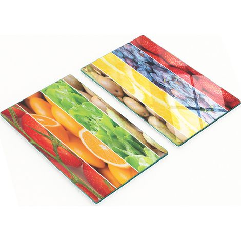 Tableros de vidrio decorativos multifuncionales con estampado de frutas, 2x30x52 cm.