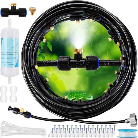 An 8-meter terrace misting system, suitable for outdoor cooling in gardens, patios, greenhouses, parties, and farms. (1/5)