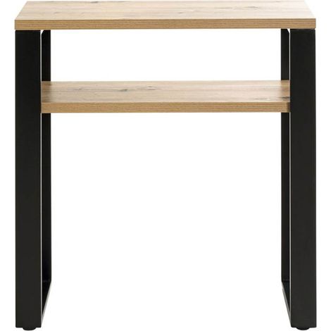 Meuble console, table console en bois coloris chêne et métal noir -longueur 70 x profondeur 28 x hauteur 75 cm (1/5)