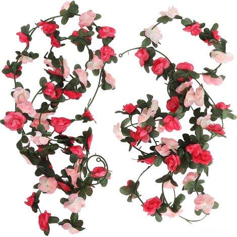 2 Pièces Guirlande Fleurs artificielles 2.5 Mètres Guirlandes de Roses artificielles Double Couleur à Suspendre pour extérieur intérieur Mariage Mur Salle de Bain (1/5)