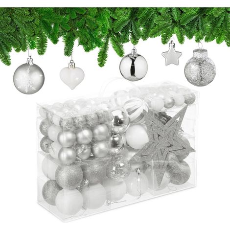 Juego de adornos navideños para árbol, 101 bolas de plástico