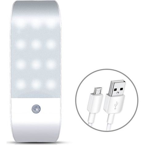 Luce per armadio con sensore di movimento, luce notturna, ricaricabile tramite USB-C, con chiusura magnetica, luce LED bianca, ideale per armadio, camera da letto, scale, spogliatoio, cucina, corridoi