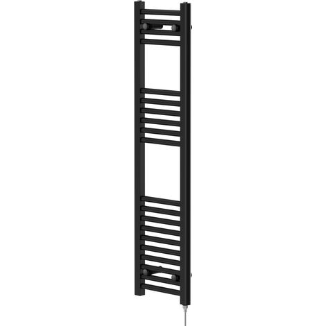 Colore Matt Black 1200mm x 300mm Straight Electric Heated Towel Rail (1/5)