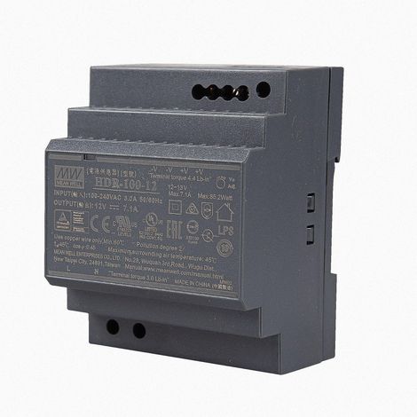 HDR-100-12 - Alimentatore di rete LED per guida DIN (DIN Rail) Mean Well HDR-100-12 12 V/DC 100 W, trasformatore LED per illuminazione a LED (1/4)