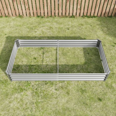 Carré potager surélevé en acier robuste, bac de jardinage en tôle résistante, design stable, anti-rouille durable, kit sans fond, idéal pour légumes, herbes aromatiques et fleurs, gris anthracite. (1/5)