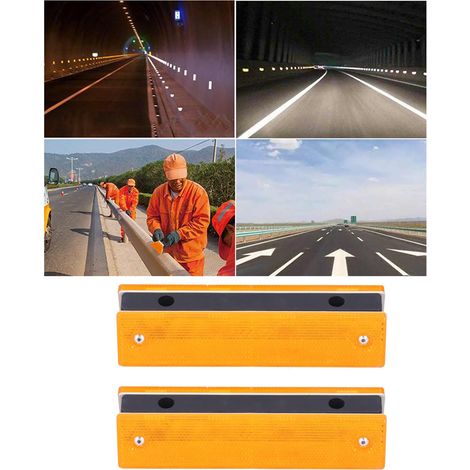 2PCS Plot Rectangle Réfléchissant pour Marquage Routier et Signalisation de Sécurité (Jaune)