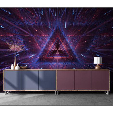 Papier Peint Géométrique Néon - Triangle Infini - 150 x 250 cm (1/2)