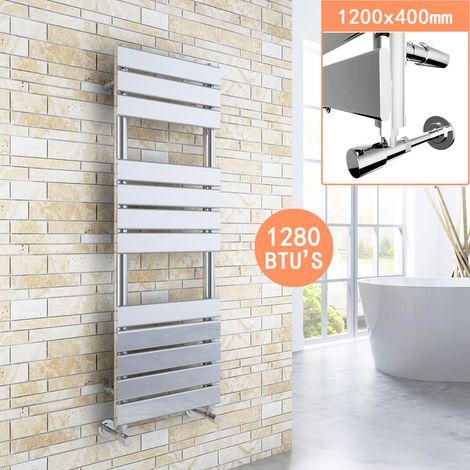 ELEGANT Chrome Designer Flat Panel Heated Towel Rail Radiator 1200 x 400 (1/5)