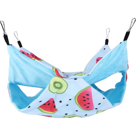 Hamac suspendu pour hamster, lit superposé, convient aux hamsters, cochons d'Inde et autres petits animaux de compagnie. Motif pastèque et kiwi. (1/5)