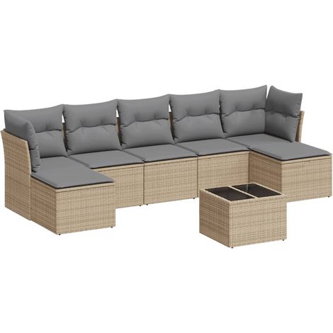 Maison Exclusive - Set Divano da Giardino 8 pz con Cuscini Beige in Polyrattan
