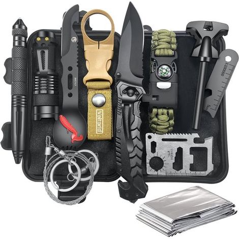 Kit di sopravvivenza 12 in 1 per papà: attrezzatura per campeggio, caccia, pesca e emergenze. (1/5)