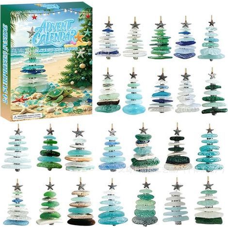 Havsglas Tomte Calendrier de l'Avent 2026 – Liten Tomte Julnedräkning Sapin de Noël B (1/5)