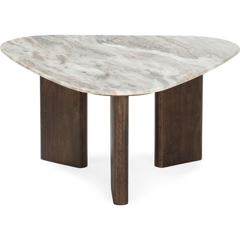 Mesa De Centro 85,09X85,09X43,82 Marmol Blanco/Madera Nogal (1/4)