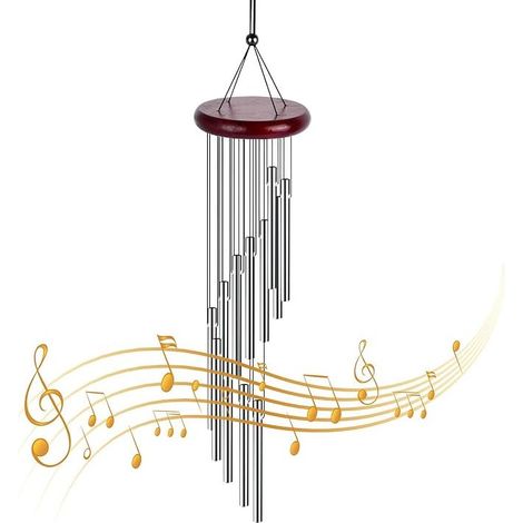 Carillons Éoliens Carillons de Vent Extérieurs Tube en Aluminium en Bois Massif Carillon Éoliens Nature Mélodieux Carillon à Vent Musical pour Jardin Patio Porche Balcon Décor Maison Intérieur Cadeau (1/5)
