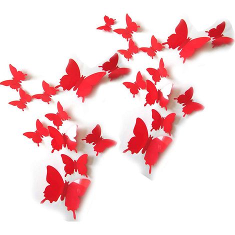 Autocollant Mur Papillon 3D - Décalcomanie Murale Détachable en PVC - Pour Chambre Enfant Salon Jardin - 24 Pièces (1/5)