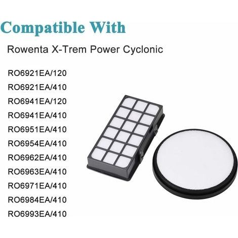 HEPA-Filter für Rowenta X Trem Power Cyclonic RO69XX Staubsauger, 2-teiliges Filtersystem als Ersatzteil (1/4)