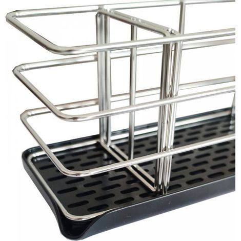 208,510 cm, (cornice nera) Organizer per lavello da cucina – Porta spugna per lavello, acciaio inossidabile, organizer per detersivo e sapone (1/4)