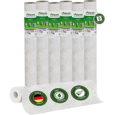 Veluxis® Papier peint intissé PRO 10,05 m x 0,53 m (texture spatule, lot de 6) – excellent rapport qualité-prix, idéal pour les grandes surfaces et les plafonds – Fabriqué en Allemagne
