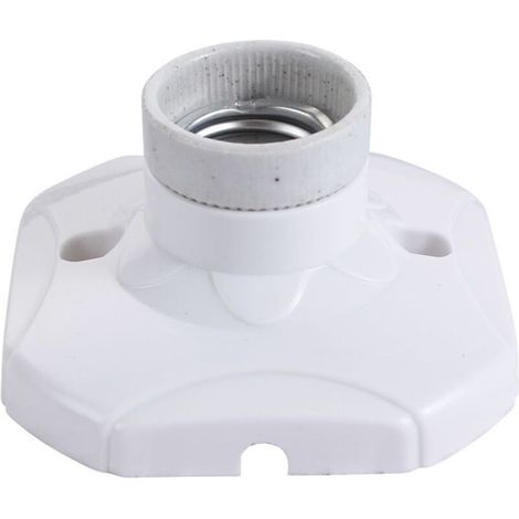 Ceiling light/Lamp holder, plastic, porcelain, white, E27 max. 60W, 9 x 9cm, 10 pcs. (1/5)