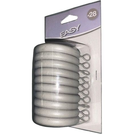 10PZ ANELLI PER TENDA D.28MM IN PLASTICACOL.GRIGIO