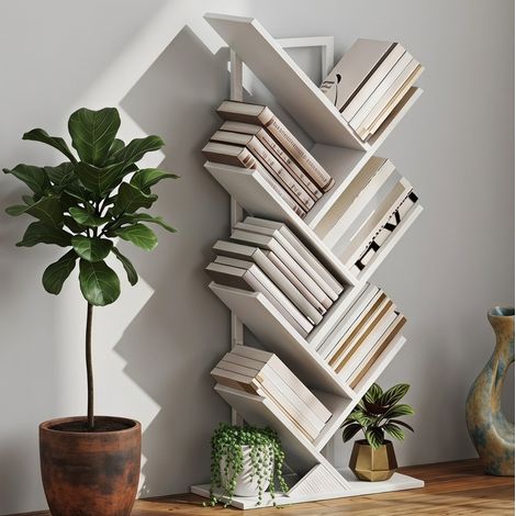Baumförmiges Bücherregal mit 7 Regalen, weiß OKMYHOME (1/5)