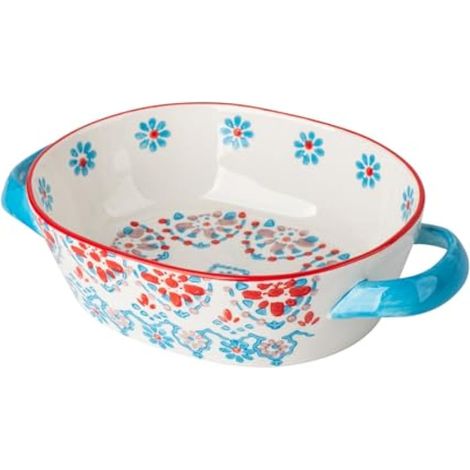 Cocotte profonde en céramique de 24,6 x 15,9 cm pour lasagnes, plat de cuisson profond pour four, moule de cuisson de 800 ml avec poignées, passe au four et durable pour lasagnes, cadeaux de (1/5)