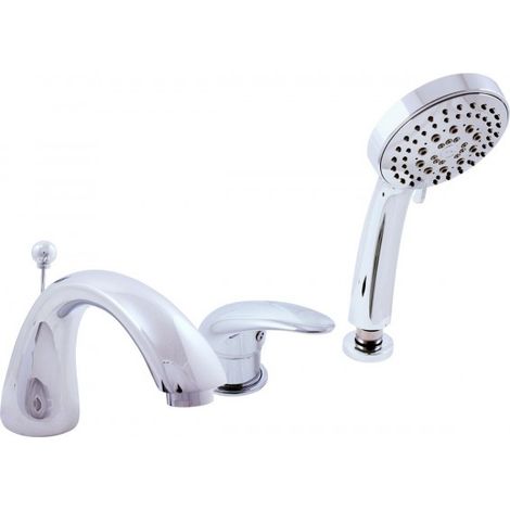 Mitigeur baignoire à cascade DUNAJ 3 trous avec inverseur en laiton chromé (1/5)