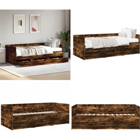Tagesbett mit Schubladen ohne Matratze Räuchereiche 90x190 cm - Tagesbett - Schlafsofa - Gästebett - Holzrahmen - Lattenrost - Home & Living (1/5)