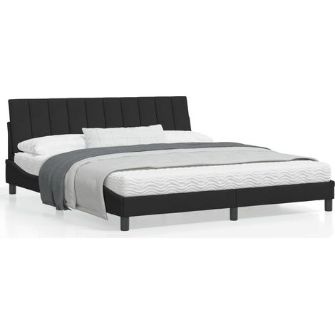 Estructura de cama con LED sin colchón Hanko terciopelo negro 180x200 cm vidaXL (1/5)