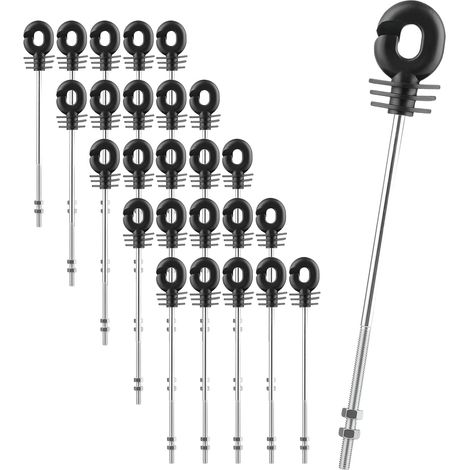 25PCS Isolateurs Clôture Électrique M6 avec Écrou, 255mm (1/5)