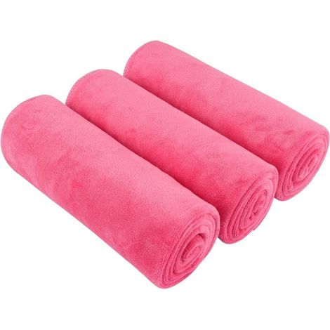 BW&HM Serviette Sport Musculation Microfibre Serviette Finess Gym Sechage Rapide et Absorbant Femme Homme 40 x 80 cm Lot de 3 Rose foncé (1/5)