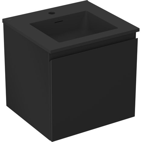 Mexen Orio Badezimmerschrank 50 cm mit Waschbecken Otis, 1 Schublade, schwarz matt - 91A10-05047-1-BF71-W18M71 (1/5)