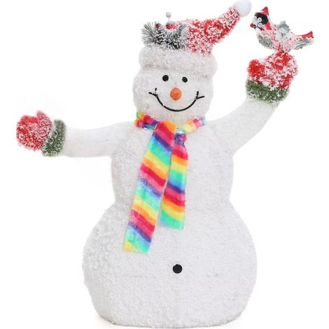 LED-Schneemann mit Schneeeffekt und Rotkehlchen – Leuchtende Weihnachtsdeko für Innen und Außen (1/5)