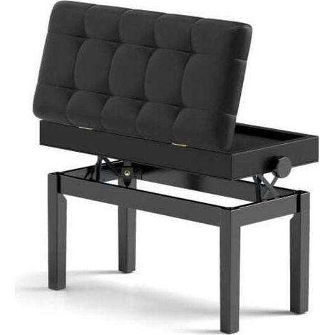 Banquette de piano duet 2 places réglable en hauteur 48-58 cm, avec rangement, assise rembourrée (1/5)
