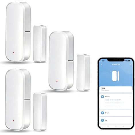 Capteur de Porte et fenêtre Zigbee, Nécessite Un hub Zigbee, Compatible avec Alexa/Google Home/Home Assistant/Tuya, Système d'alarme avec détecteur sans Fil, Aucun Outil nécessaire (3 Pack) (1/5)