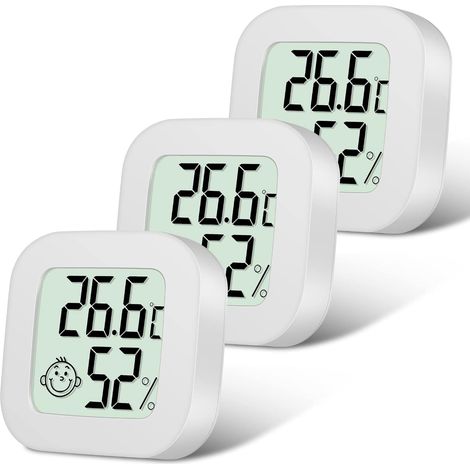 MINKUROW Termómetro Higrómetro Para Interiores, 3 Piezas Mini Termómetro Higrómetro Digital De Alta Precisión Para Interiores, Termómetro Preciso E Higrómetro Para El Hogar, La Oficina, Los Reptiles,  (1/5)