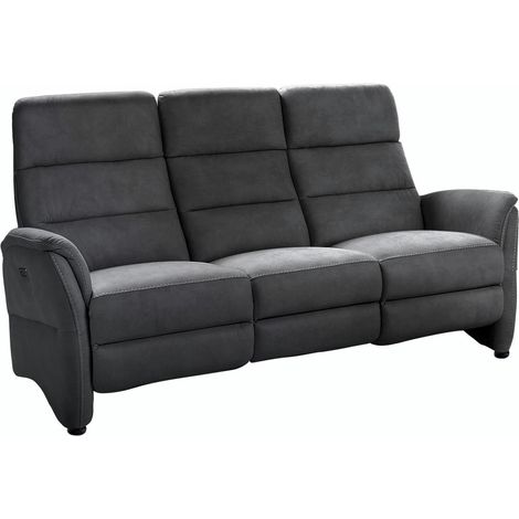 Canapé de relaxation en nubuck Valenza-Gris foncé-Système Fixe - sans relax-2 places