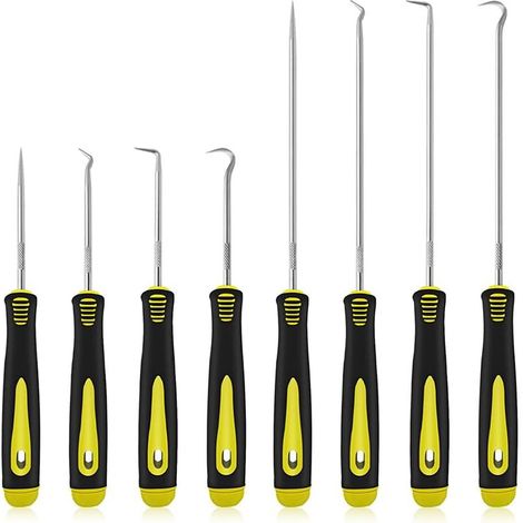 Juego de 8 ganchos largos y cortos para quitar mangueras de coche, extractor de retenes de aceite, gancho para juntas tóricas, recortador de mangueras de vacío, herramienta para coche (1/5)