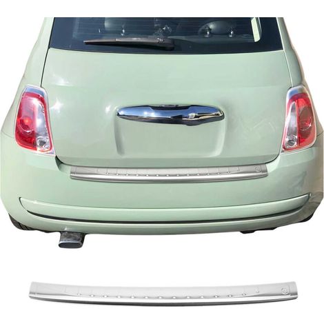 Protection Seuil de Pare-Chocs arrière - Compatible avec Fiat 500 500C HB 2007-2015 - Couverture de Seuil de Coffre - Bande Seuil de Chargement - Style élégant - en Acier INOX Chromé Brossé