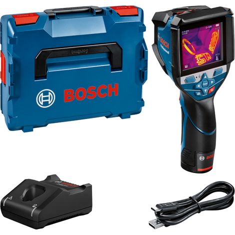 Cámara térmica profesional Bosch GTC 600 C con batería de 12V 2,0Ah, cargador rápido, cable USB-C, calibración, en L-Boxx - 060108 (1/5)