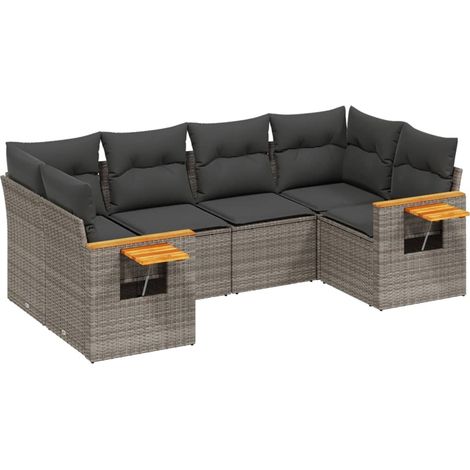Set Divano da Giardino 6 pz con Cuscini Grigio in Polyrattan vidaXL (1/3)