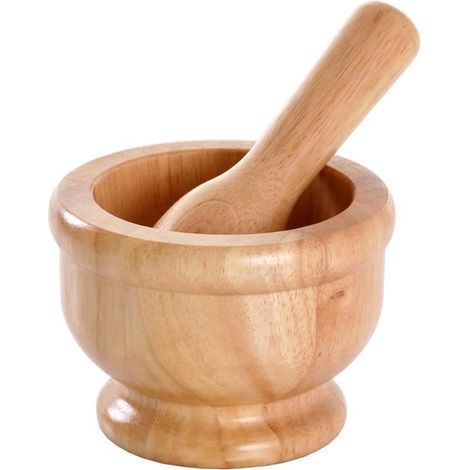 ARTEMA mortero madera 16 cm con mango , Mortero de madera 16 cm con mango, un utensilio de cocina tradicional diseñado para machacar, triturar y mezclar ingredientes de forma manua
