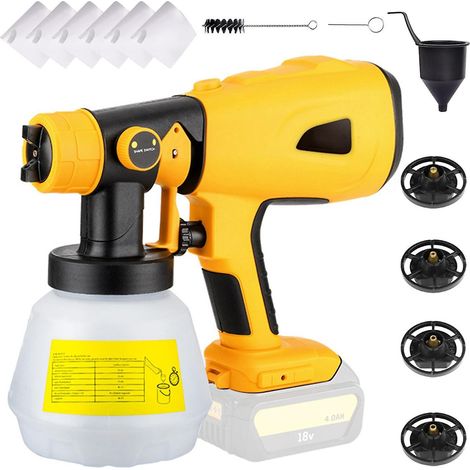 Akku-Farbspritzgerät als Ersatz für DEWALT- und RYOBI-Akkus (20 V Max), elektrische Handfarbspritzpistole – Gelb