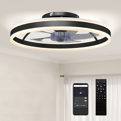 HOMCOM Ceiling Fan with Light and Remote, 3 Colour Temperatures, 50cm, Black